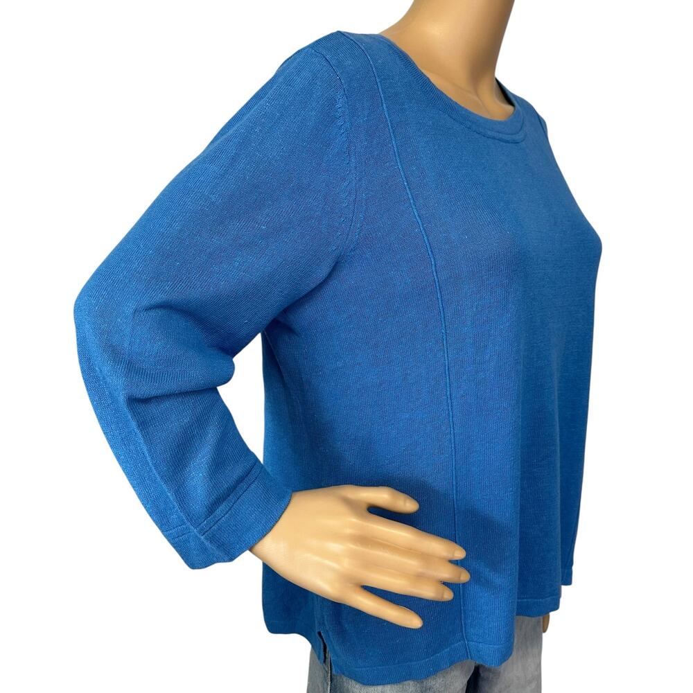 J. Jill Linen Blend Sweater Blue Petite Size MP - Picture 3 of 10
